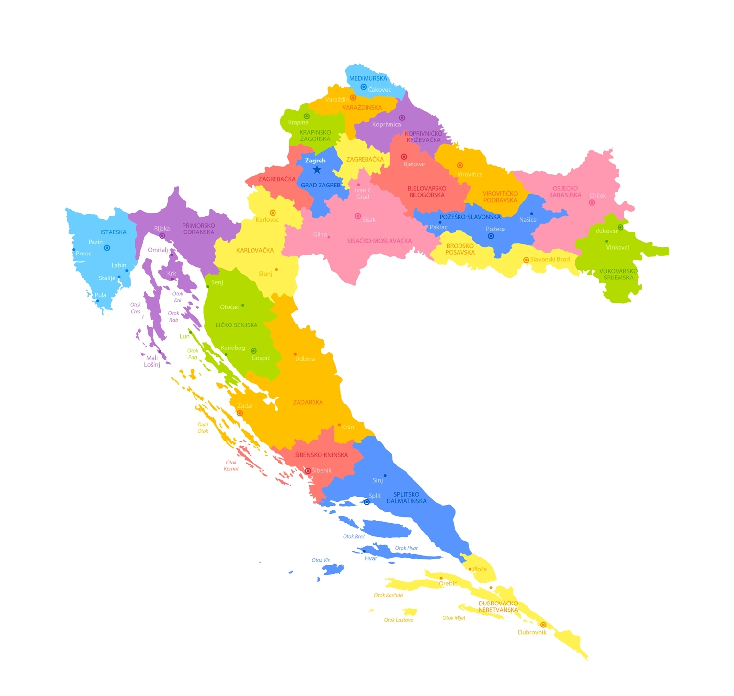 mapa chorvatska Mapa Chorvatska   Slunečné Řecko mapa chorvatska
